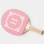 Roze witte Lijst 2 Initiaal monogram Tafeltennisbatje (Zijkant)
