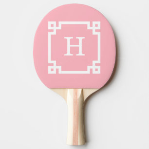 Roze witte Lijst 2 Initiaal monogram Tafeltennisbatje