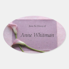 Roze witte lileugenboekplaat ovale sticker