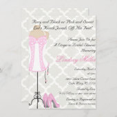 Roze & witte lingerie bruids douche uitnodiging (Voorkant / Achterkant)