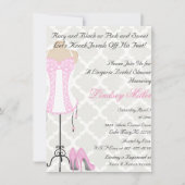 Roze & witte lingerie bruids douche uitnodiging (Voorkant)