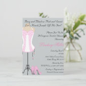 Roze & witte lingerie bruids douche uitnodiging (Staand voorkant)