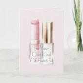 Roze Witte Lippenstift Ivoor Nagellak Kaart (Voorkant)