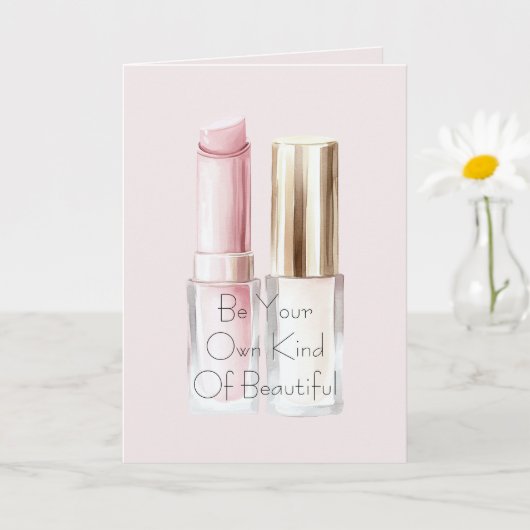 Roze Witte Lippenstift Ivoor Nagellak Kaart (Kleine Plant)