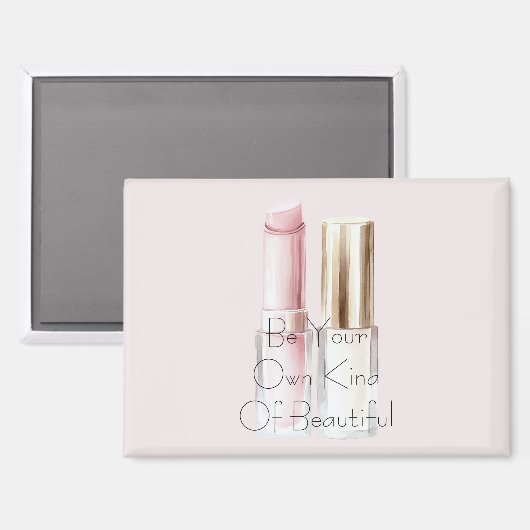 Roze Witte Lippenstift Ivoor Nagellak Magneet (Voorkant / Achterkant)