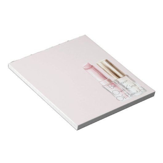 Roze Witte Lippenstift Ivoor Nagellak Notitieblok (Schuin)
