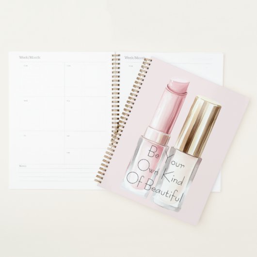 Roze Witte Lippenstift Ivoor Nagellak Planner (Display)