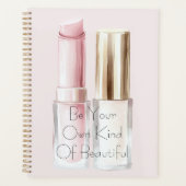 Roze Witte Lippenstift Ivoor Nagellak Planner (Voorkant)