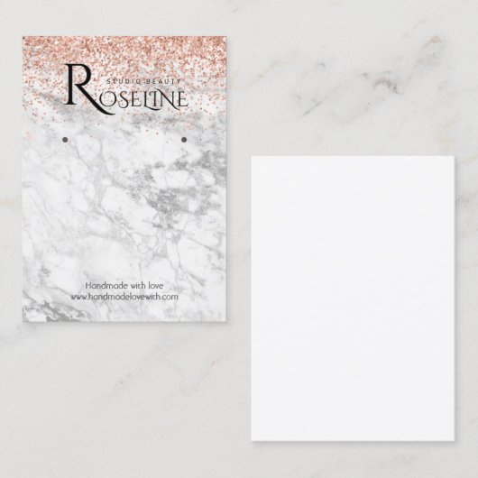 Roze, witte Logo met glitter oormerk Visitekaartje (Voorkant / Achterkant)