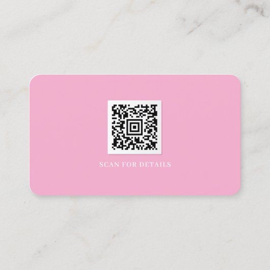 Roze Witte Logo QR Code Minimalistisch Modern Visitekaartje (Achterkant)