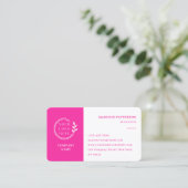 Roze Witte Logo QR Code Minimalistisch Modern Visitekaartje (Staand voorkant)