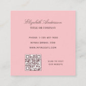 Roze witte logo QR-code Vierkante Visitekaartje (Achterkant)