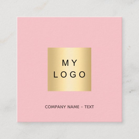 Roze witte logo QR-code Vierkante Visitekaartje (Voorkant)