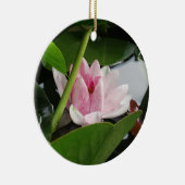 Roze Witte Lotus Bloem Fotografie Keramisch Ornament (Rechts)