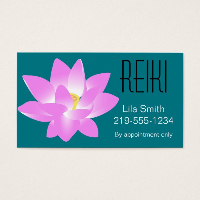 Roze & Witte Lotus Bloem Visitekaartje (Voorkant)