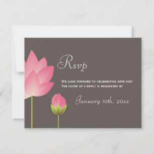 Roze witte lotus bloemen bruiloft rsvp respons