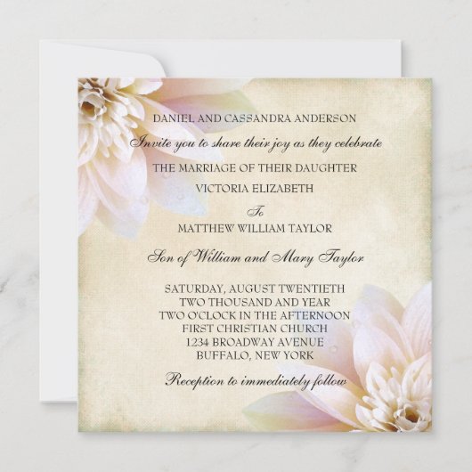Roze Witte Lotus Flower Wedding Kaart (Voorkant)