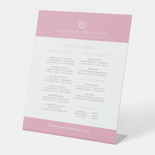 Roze witte lotus logo reclamebord met voetstuk (Voorkant)