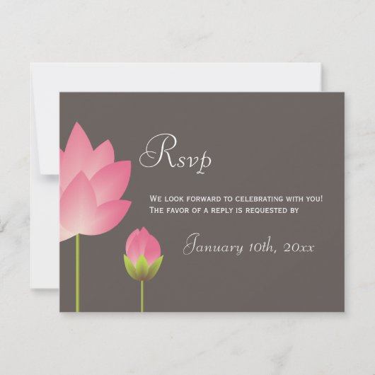 Roze witte lotusbloemen bruiloft RSVP reactie Kaartje (Voorkant)