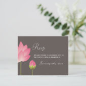Roze witte lotusbloemen bruiloft RSVP-reactie RSVP Kaartje (Staand voorkant)