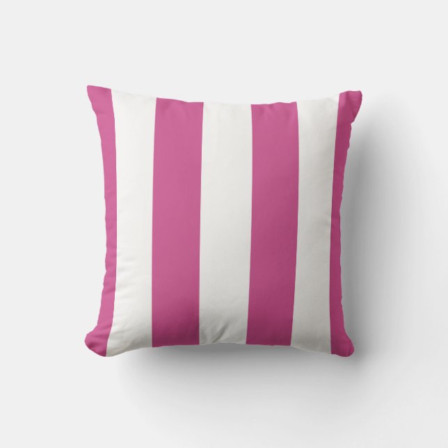 Roze & Witte Luifelstrepen Buitenkussen (Voorkant)