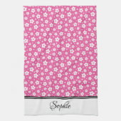 Roze & witte madeliefjes gepersonaliseerd theedoek (Verticaal)