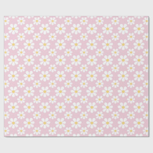 Roze witte madeliefjespatroon cadeaupapier
