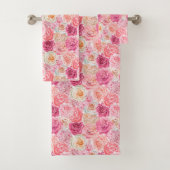 Roze Witte Magenta Bloem Bloemen Elegant Boho Bad Handdoek (Insitu)