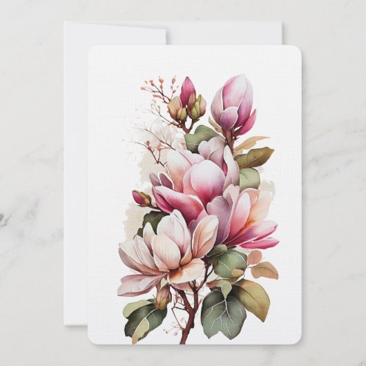 Roze Witte Magnolia Bloemen Vrijgezellenfeest Kaart (Achterkant)