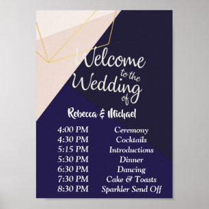 Roze witte marineblauw & goudgeom Orde der Gebeurt Poster