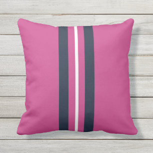 Roze witte marinestrips Verticale stripes Buitenkussen