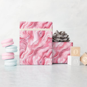 Roze & Witte Marmer Cadeaupapier
