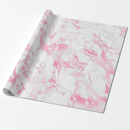 Roze witte marmer cadeaupapier (Uitgerold)