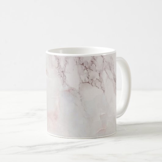 Roze witte marmer Elegant Patroon Abstract Koffiemok (Voorkant rechts)