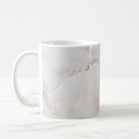 Roze witte marmer Elegant Patroon Abstract Koffiemok (Links)