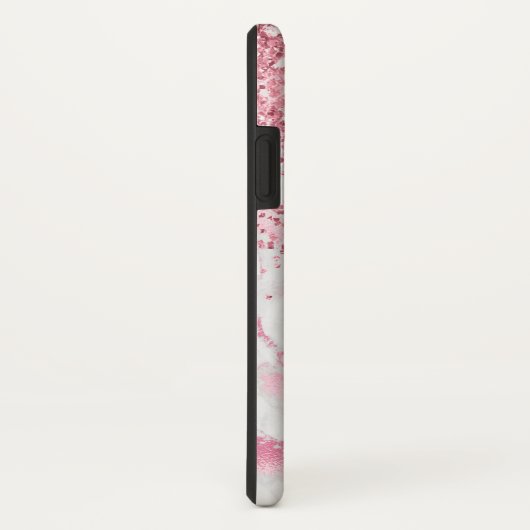 Roze witte marmer Glitter Case-Mate iPhone Case (Achterkant/rechts)