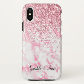 Roze witte marmer Glitter Case-Mate iPhone Case (Achterkant)