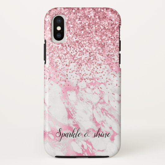 Roze witte marmer Glitter Case-Mate iPhone Case (Achterkant)