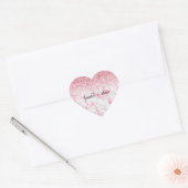 Roze witte marmer Glitter Hart Sticker (Envelop)
