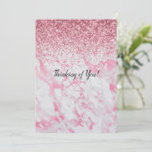 Roze witte marmer Glitter Kaart (Staand voorkant)