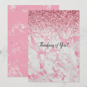 Roze witte marmer Glitter Kaart