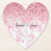 Roze witte marmer Glitter Kartonnen Onderzetters (Voorkant)