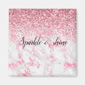 Roze witte marmer Glitter Magneet (Voorkant)