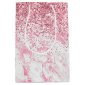 Roze witte marmer Glitter Medium Cadeauzakje