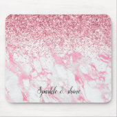 Roze witte marmer Glitter Muismat (Voorkant)