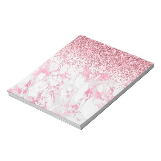 Roze witte marmer Glitter Notitieblok (Linkerzijde)