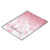 Roze witte marmer Glitter Notitieboek (Linkerzijde)