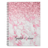 Roze witte marmer Glitter Notitieboek (Voorkant)