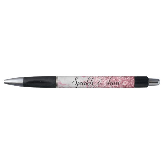 Roze witte marmer Glitter Pen (Voorkant)