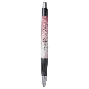 Roze witte marmer Glitter Pen
